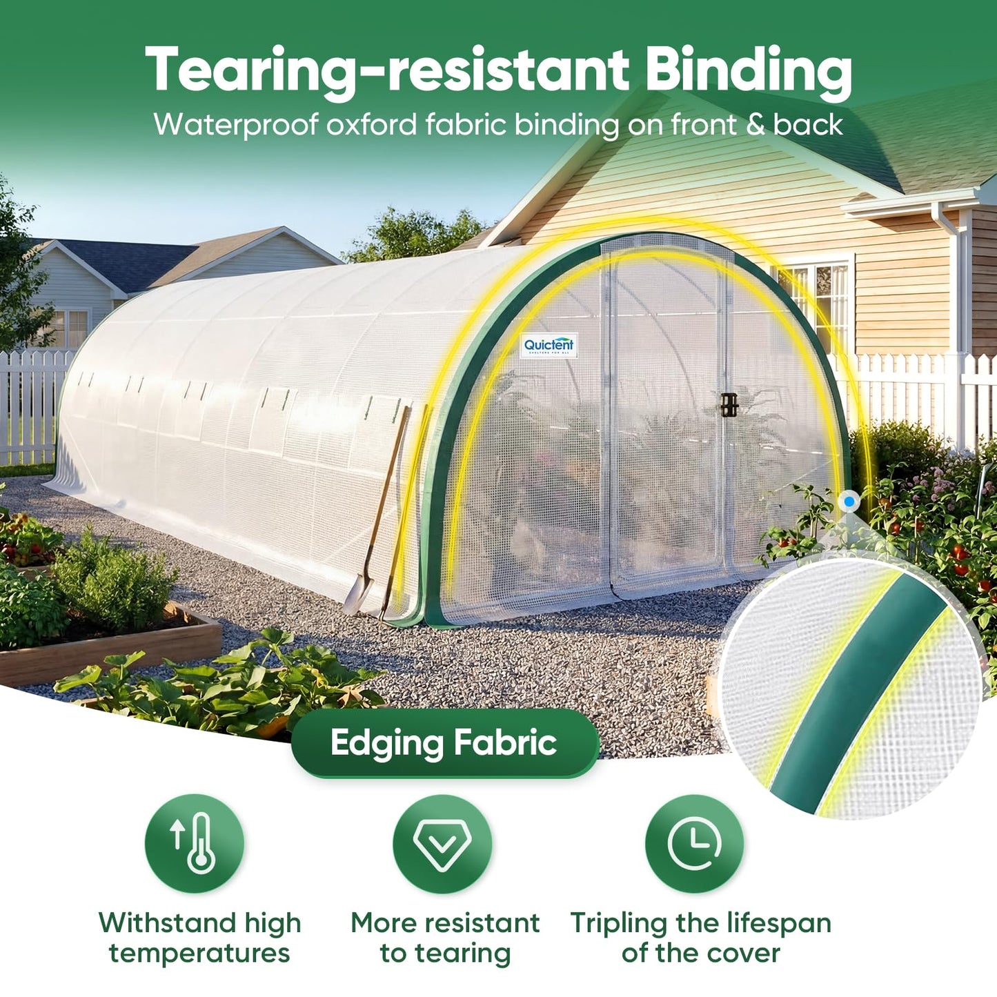 Quictent 25x10x6.6 FT Premium Greenhouse for Outdoors with 2 Door Frames