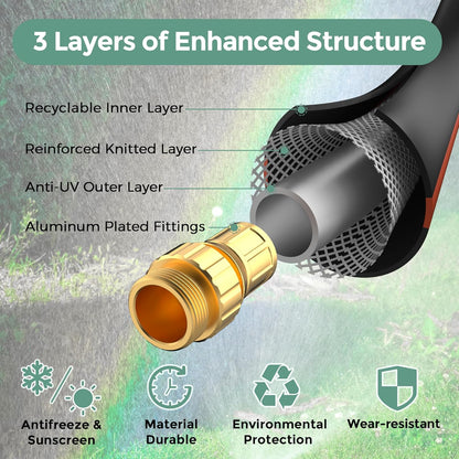 Giraffe Hybrid Leader Hose 5/8" x 6ft, Custom Length, NO Kink, Flexible, Leakproof Water Hose with Male to Female Fittings, 600 Burst PSI