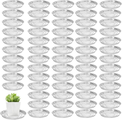 70 Packs 8" Clear Plant Saucers for Indoor Outdoor Use Heavy Duty Plastic Plant Trays for Planter Flower Pot Drip Trays to Catch Water, 4 to 20 Inch, Round Transparent