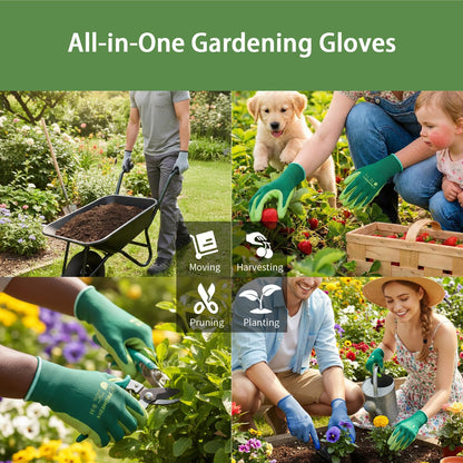 PROMEDIX P 4 Pairs Gardening Gloves for Women & Men, Breathable Nitrile Coated for Yard Working