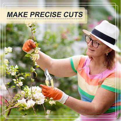 Chumia 6 Pcs Garden Pruning Shears Flower Shears Handheld Heavy Duty Garden Scissors Stainless Steel Clippers for Cutting Flowers, Trimming Plants Bypass, Fruits Trees, Pruning Snips, Gardening Gifts