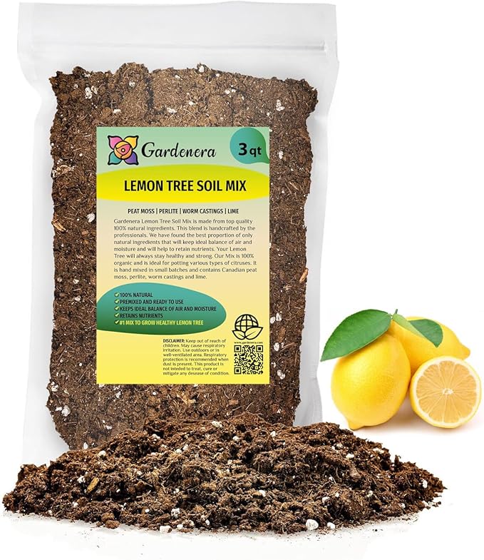 Grow Happy Citrus Limon Trees with Gardenera's Lemon Tree Potting Mix - Perfect for Both Novice and Experienced Gardeners [3 Quart Bag]