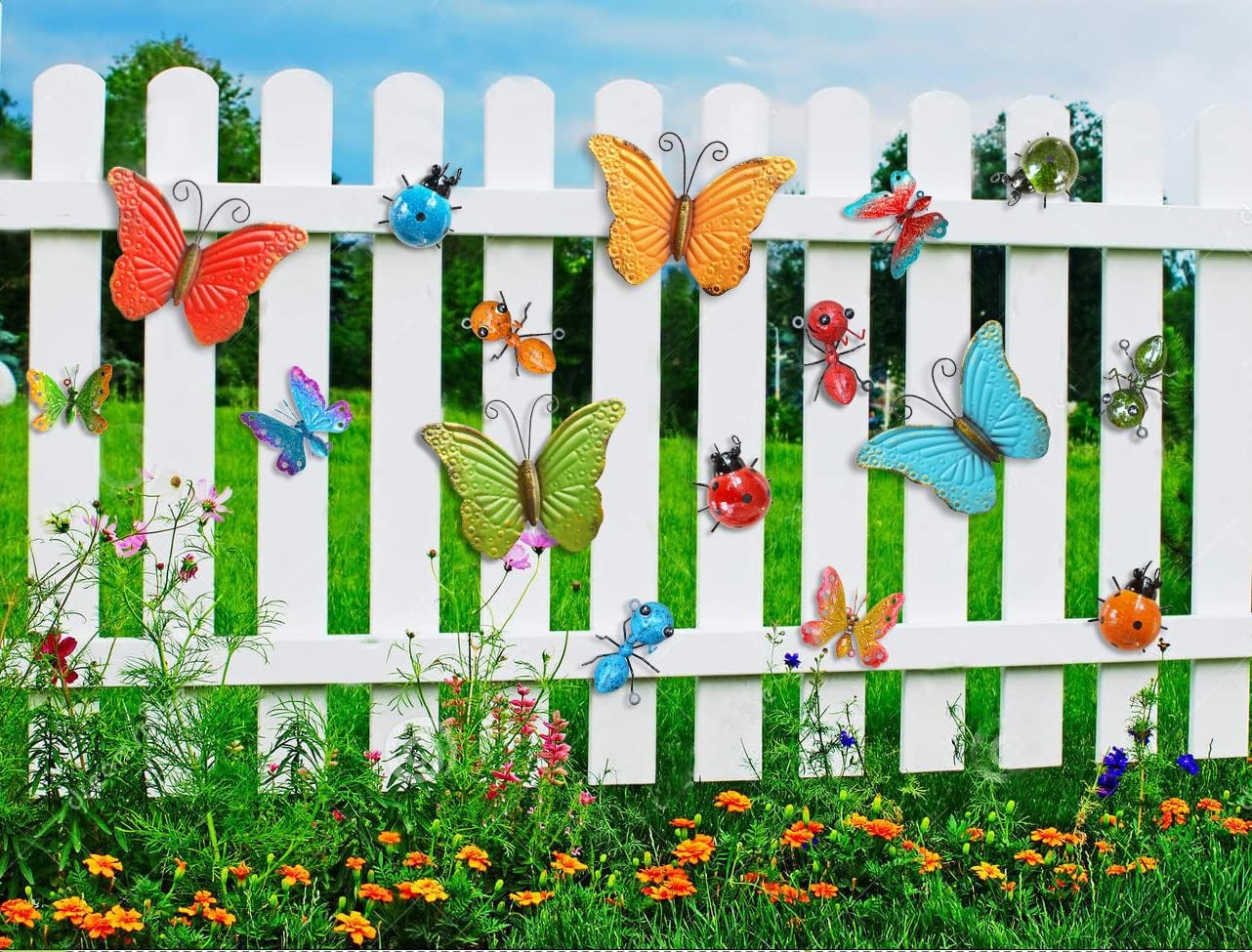 GIFTME 5 Metal Ant Garden Decor Set of 4 Colorful Outdoor Garden Yard Art Wall Sculptures