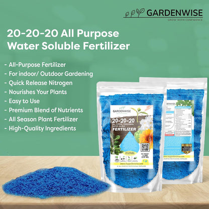 20-20-20 Water-Soluble Fertilizer – Powder for Liquid Plant Food for Indoor & Outdoor Plants, Orchids, Vegetables, Lawns, Flowers – 20 20 20 Fertilizer (10 QUARTS)