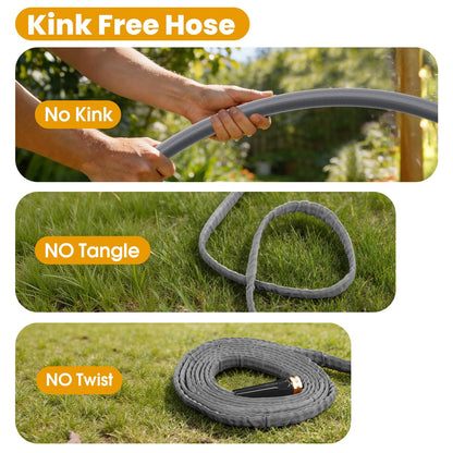 Garden Hose 50 FT, Non-Expanding Water Hose, Ultra-Light & Flexible, Burst-Resistant, Kink-Free