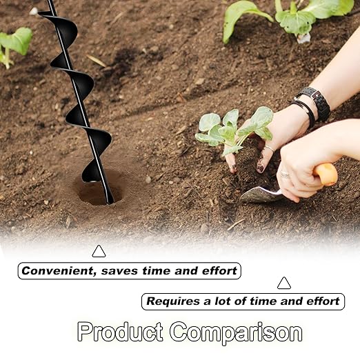 Auger Drill Bit for Planting 2.4"(D) x22.84(L), Garden Ground Earth Spiral Drill Bit for 3/8" Hex Drive Drill, for Post Hole Digger Bulb Bedding Digging Plant Rapid Planter
