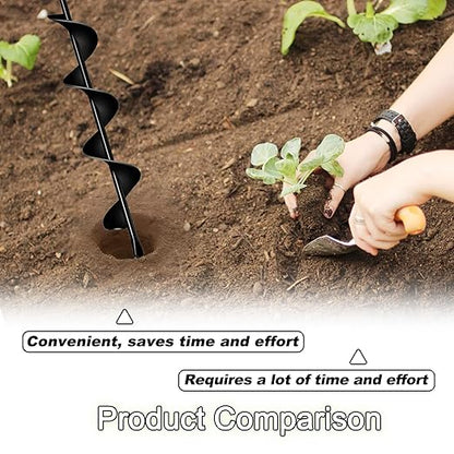 Auger Drill Bit for Planting 2.4"(D) x22.84(L), Garden Ground Earth Spiral Drill Bit for 3/8" Hex Drive Drill, for Post Hole Digger Bulb Bedding Digging Plant Rapid Planter