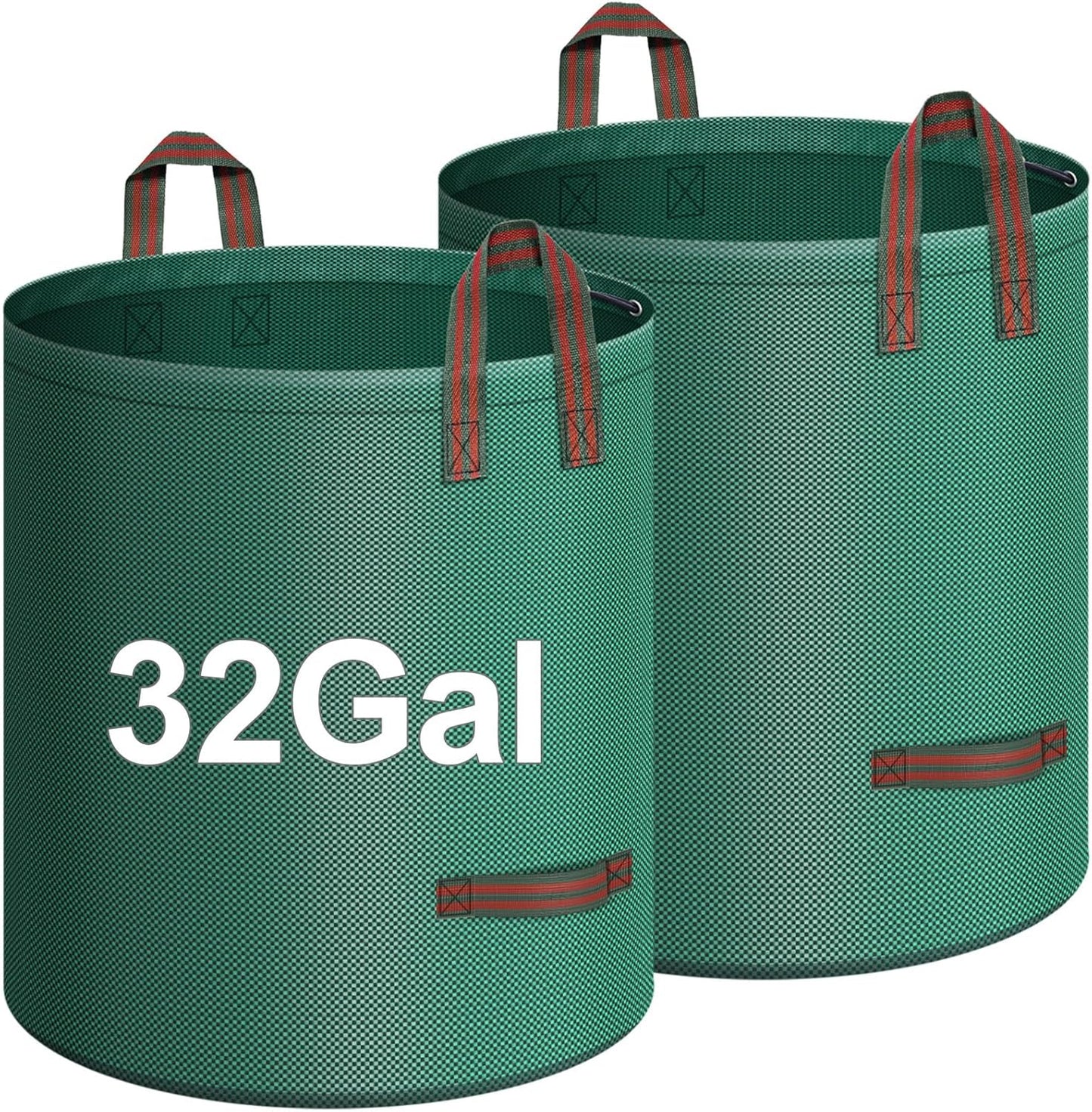 2-Pack 32 Gallons Leaf Bags, Reusable Yard Waste Bags, Heavy Duty Lawn Bags for Garden Leaves and Waste Collection, Lightweight Portable Yard Trash Bag