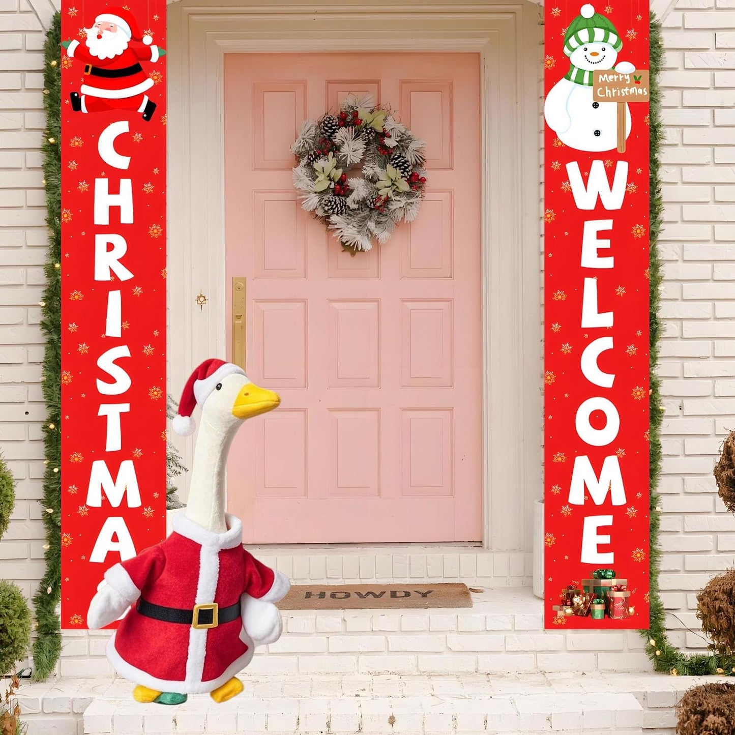 Porch Goose Santa Outfit,Goose Christmas Costume for 23" H Large Porch Goose,Mrs. Claus Porch Goose Costume for Yard Lawn Outdoor Garden Patio Statue Santa Holiday Decor