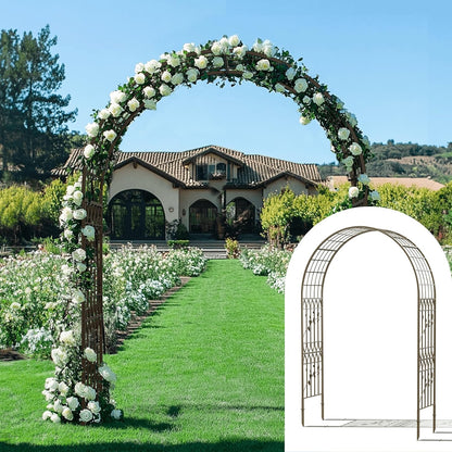 Jardineer Leaf-Patterned Garden Arch Trellis, 70.9W x 104.3H x 20.5D inch, Metal Garden Arbor with Decorative Leaf Design, Rustproof with Extended Thick Ground Stakes (Copper)