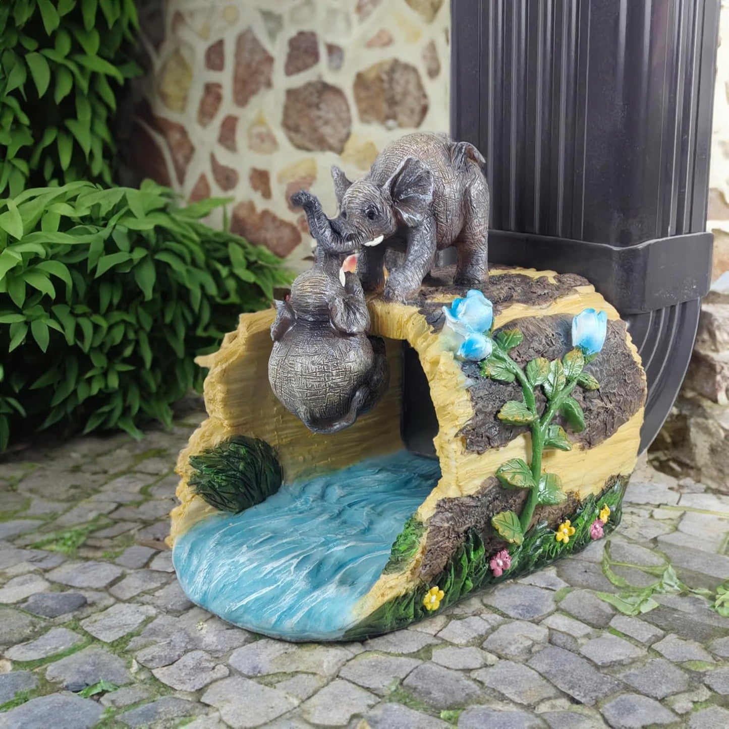 coolboy Elephant Decor Statue Gutter Downspout Extension Decorative,Garden Animal Statue Outdoor Decor,3"×4" Rain Gutter Downspout Splash Block,Rain Downspout Diverter