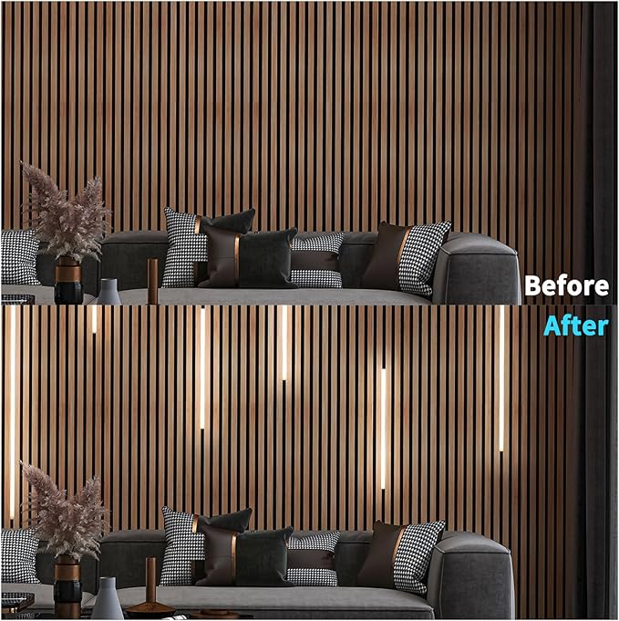 Art3d LED Recessed Lighting Kit - 6pcs Self-Adhesive White LED Light with Smart Switch, 3000k Touching Switch Light for Wood Slat Wall Panels Headboards Home Decor - Housing White
