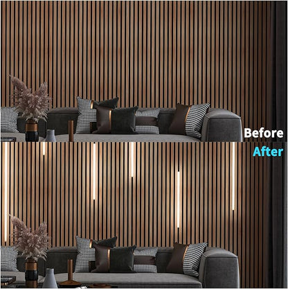 Art3d LED Recessed Lighting Kit - 6pcs Self-Adhesive White LED Light with Smart Switch, 3000k Touching Switch Light for Wood Slat Wall Panels Headboards Home Decor - Housing White