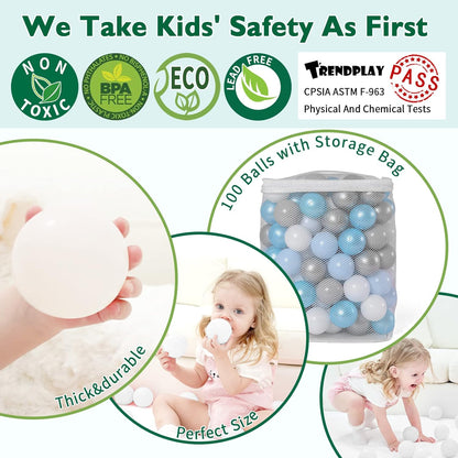 TRENDPLAY Plastic Balls for Ball Pits 2.2 Inch, Pack of 50 100 200 500 Hollow Balls, Perfect for Toddler Baby Pools,Party,Festival Decoration