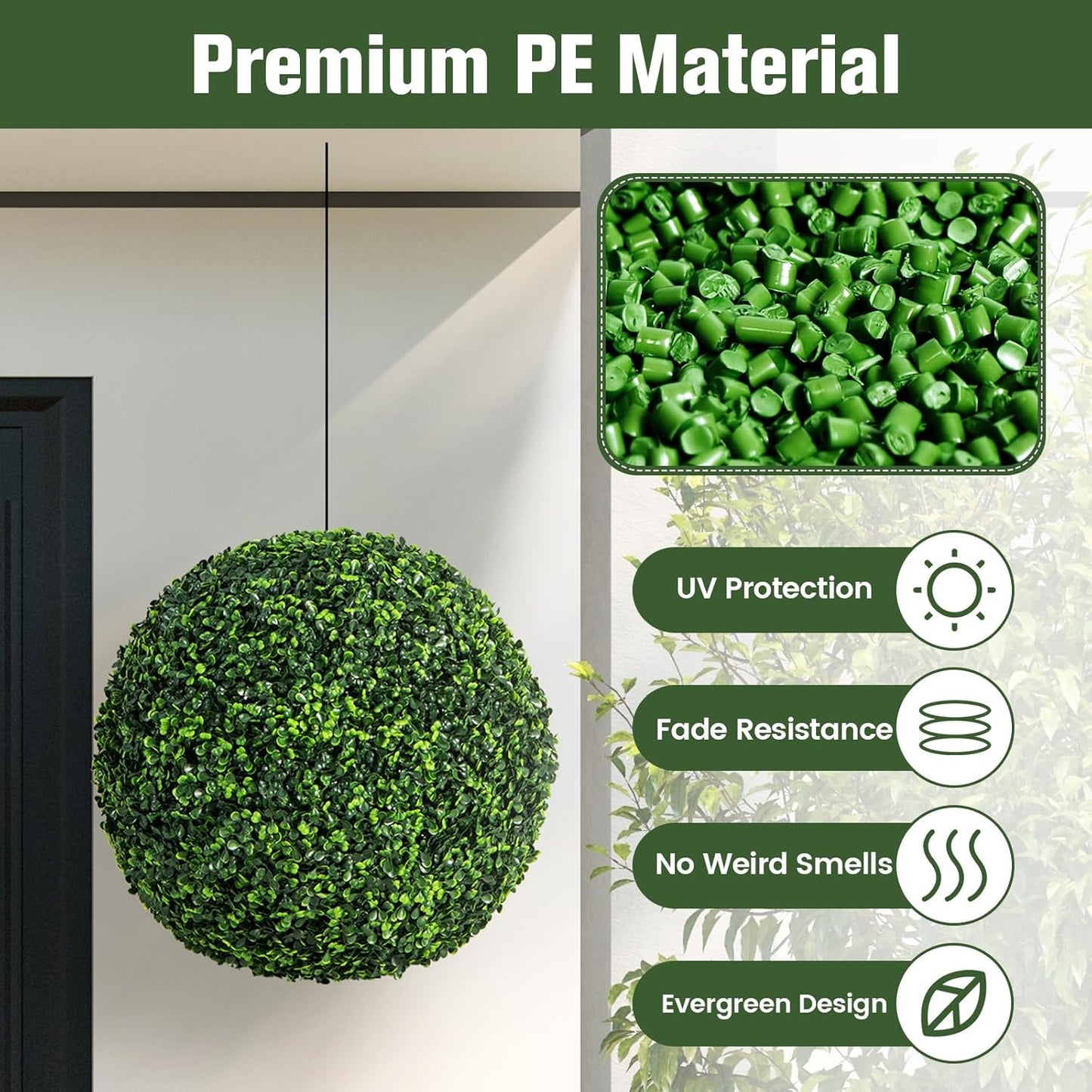 Goplus 2 PCS 19 Inch Artificial Plant Topiary Ball, Round Faux Boxwood Balls Outdoor, Garden Spheres Decorative for Front Door, Porch, Backyard, Balcony, Patio, Wedding and Home Décor