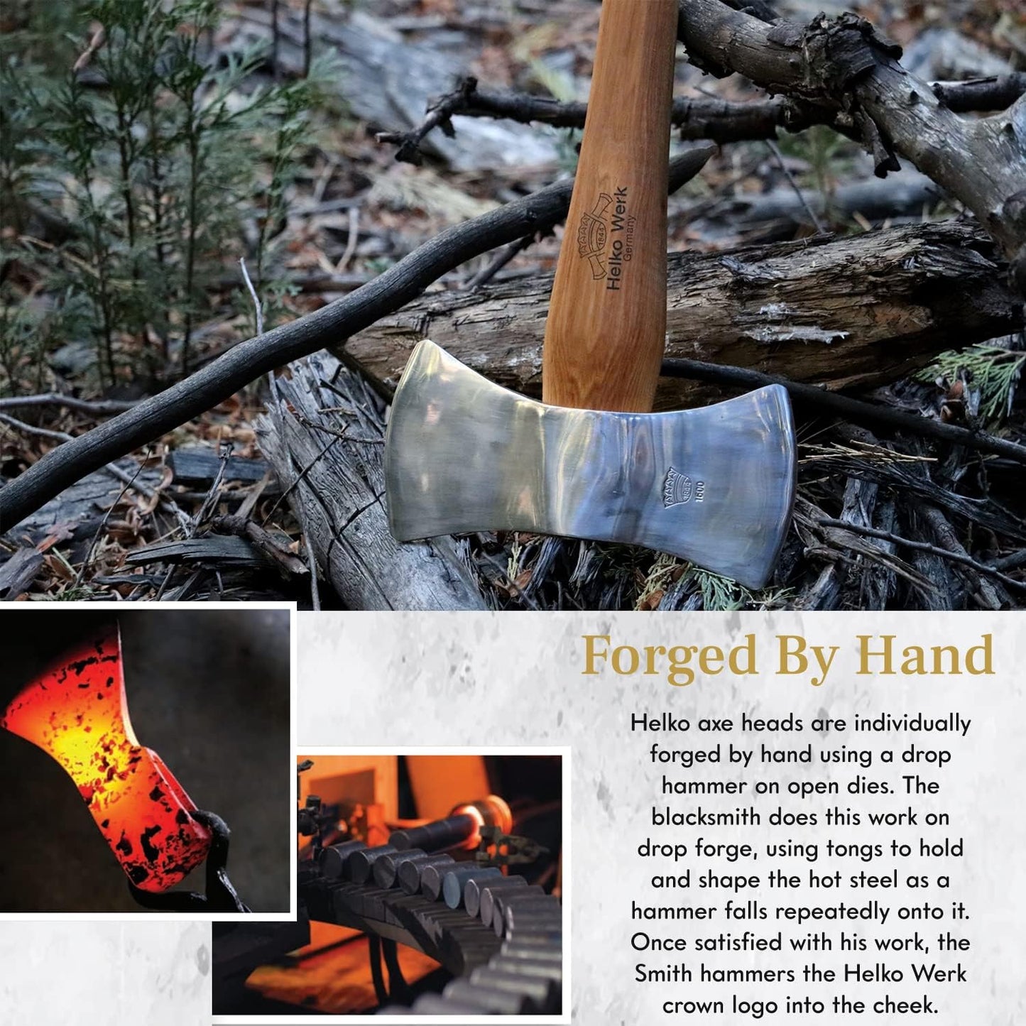 1844 Helko Werk Germany Classic Odyssey Double Bit Axe - Made in Germany Double Bit Axe and Felling Axe for Cutting Large Timber, Felling Trees - Head 3.5 lbs, Handle 30 in. (Odyssey) #10600