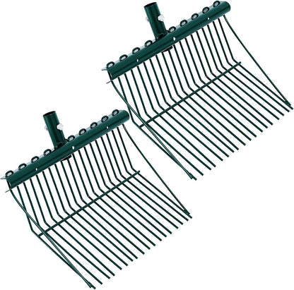 Tandefio 2 Pack Pitchfork Replacement Head Metal Horse Manure Rake Gardening Pitch Fork with Angled Tines for Horse Stall Poop Picking up(Green)