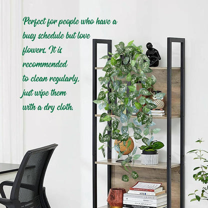 Fake Hanging Plant with Pot, Artificial Potted Fern Plant, 28.7-in Long Faux Hanging Vine Plant for Shelf Home Office Indoor Outdoor Garden Greenery Decor (Black Pot)