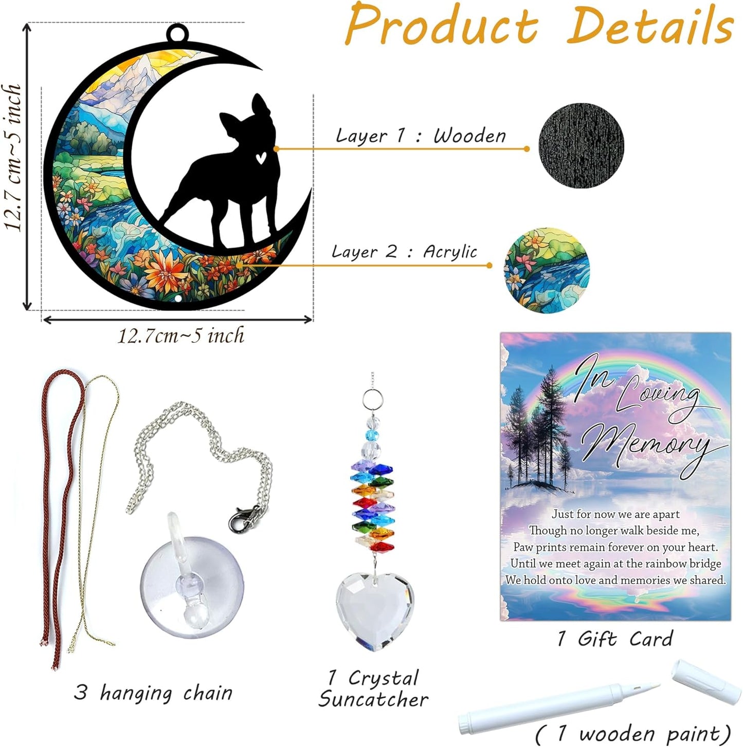 Boston Terrier Memorial Suncatcher, Personalized Pet Memorial Sun Catcher with Name Date, Dog Remembrance Gifts, Pet Loss Sympathy Rainbow Maker Heart Crystal Suncatcher for Window Garden