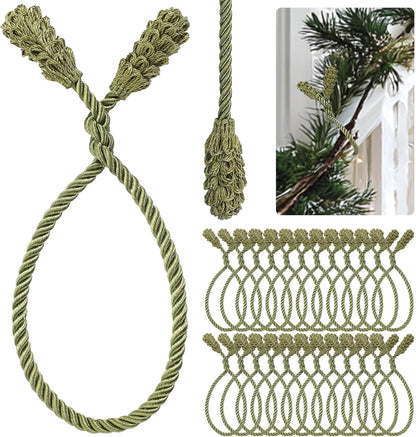 Shappy 24 Pieces Christmas Garland Banister Ties Christmas Decorative Reusable and Flexible Twist Ties for Garland, Banister Home Decoration (Olive Green)
