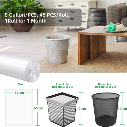 8 Gallon Trash Bags, 42 Counts, Flag Garbage Bags with No Flaps and No Ties, 55 * 70cm, 8g/pcs, Unscented, White