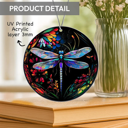 Dragonfly Gifts for Women, Dragonflies Decor Suncatcher Effect, Dragon Fly Stained Glass Effect, Dragonfly Ornaments for Christmas Tree Decoration, Birthday Gift for Mom (Nocturne Dream)