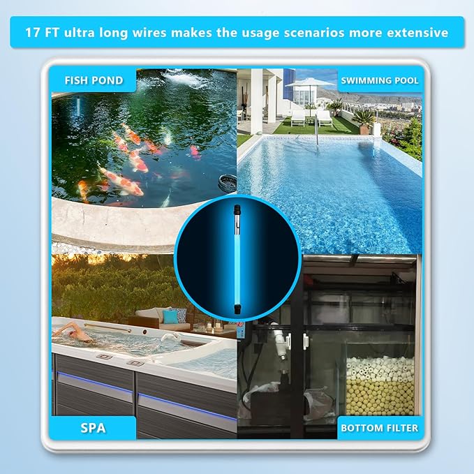 55W Aquarium UV Light for 500-5000 Gallon, UV Pond Light for Koi Pond, Swimming Pool, Spa, Large Fish Tank, Cold Plunge UV Light for Pond Algae Control