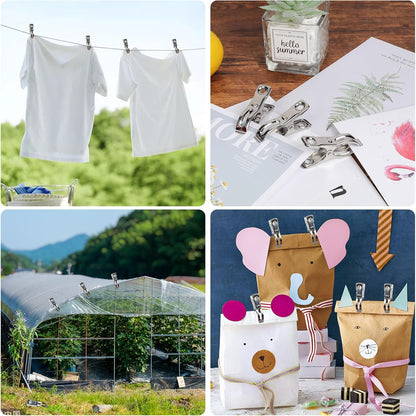 50 Pcs Garden Clips, 2.3 inch Greenhouse Clamps, Stainless Steel Greenhouse Clip for Netting, Heavy Duty Row Cover Clips with a Strong Grip for Shade Cloth or Plant Cover on Gardening Hoops karmiero