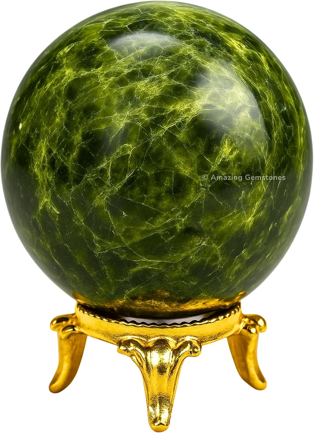 Amazing Gemstone Green Tourmaline in Matrix Crystal Ball with Stand - 2 Inches Crystal Sphere Meditation Balls for Witchcraft and Decorative Balls