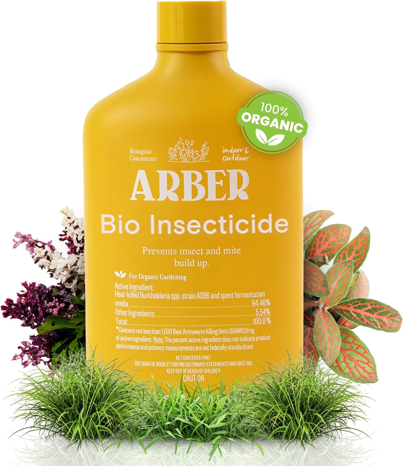 Organic Insecticide Liquid Concentrate – Natural Plant Insect Spray for Indoor & Outdoor Use, Fungus Gnat, Aphid & Spider Mite Control – Houseplant & Garden Insect Killer