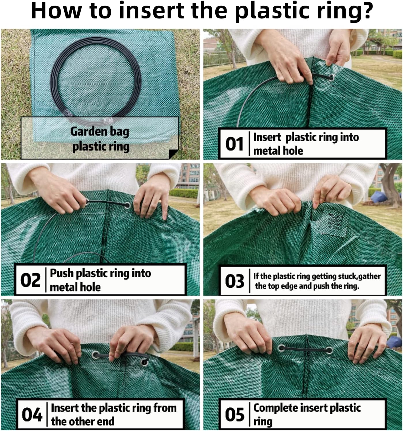 4 Pcs 72 Gallons Reusable Yard Waste Bags Extra Large Leaf Lawn Bags Reusable Heavy Duty With 4 Handles Garden waste Bags Containers for Clean Up Leaves Debris Grass Clipping