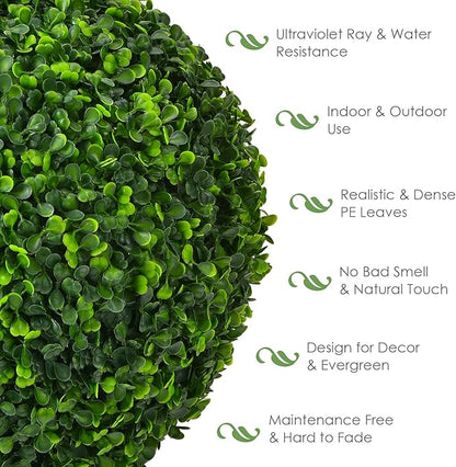 Goplus 2 PCS 15.7 Inch Artificial Plant Topiary Ball, Round Faux Boxwood Balls Outdoor, Garden Spheres Decorative for Front Door, Porch, Backyard, Balcony, Patio, Wedding and Home Décor