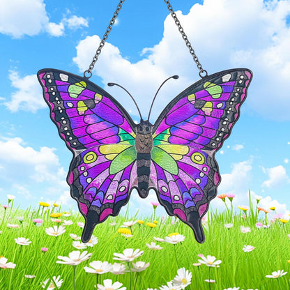 Purple Butterfly Suncatcher Stained Glass Window Hanging Butterfly Ornaments Gift for Mom, Women, Wife, Mother's Day