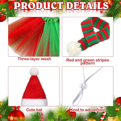 3 Pcs Christmas Porch Goose Outfit for 23'' Lawn Porch Goose Statue Clothes Santa Hat Tutu Costume for Xmas Yard Lawn