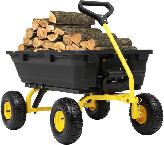 800lb Garden Dump Cart,Utility Wagon Wheelbarrows with Quick-Release System&4 Pneumatic Tires,Heavy