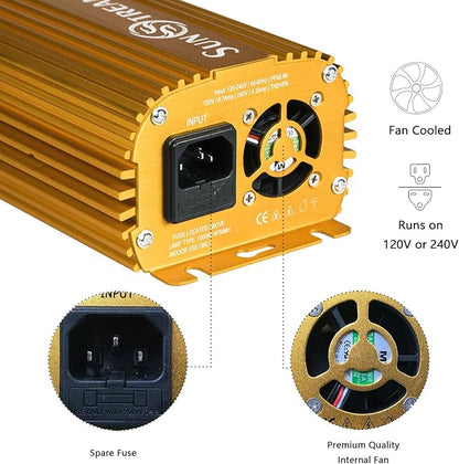 SunStream 1000 Watt HPS Light Dimmable Electronic Grow Light Ballast for Indoor Plant (Liteversio, Yellow)