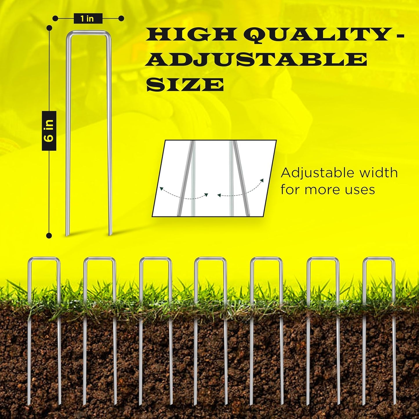 600 Pack x 6 Inch Landscape Staples Galvanised, Fabric Pins, 11 Gauge, Garden Staples, Tent Stakes, Fabric Pins for Lawn, Fence, Tent, Decoration, Weed Barrier, Outdoor. (600 x 6in)