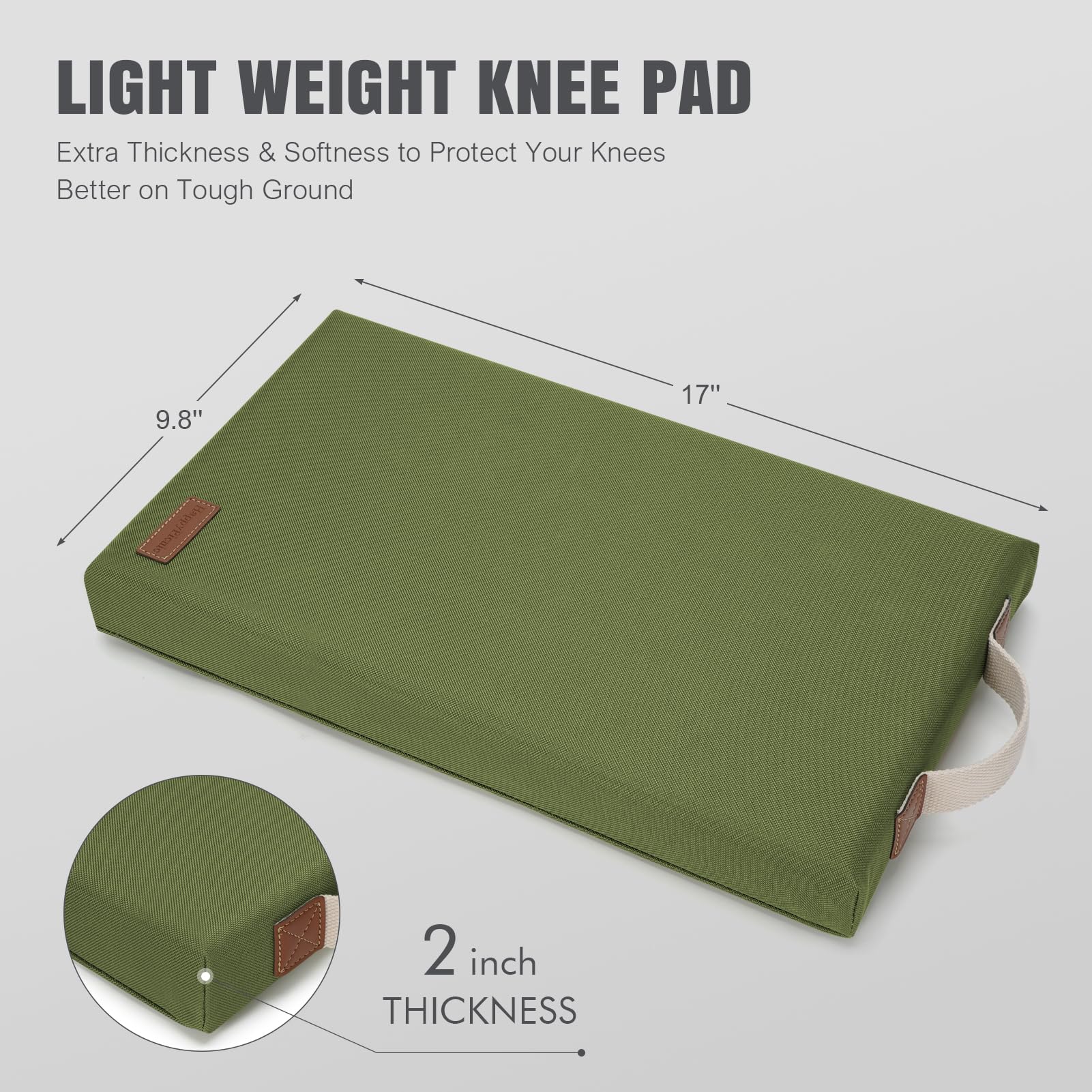 HappyPicnic Extra Thick Kneeling Pad, 1 Pack, Green, 17.5 x 11 x 2in