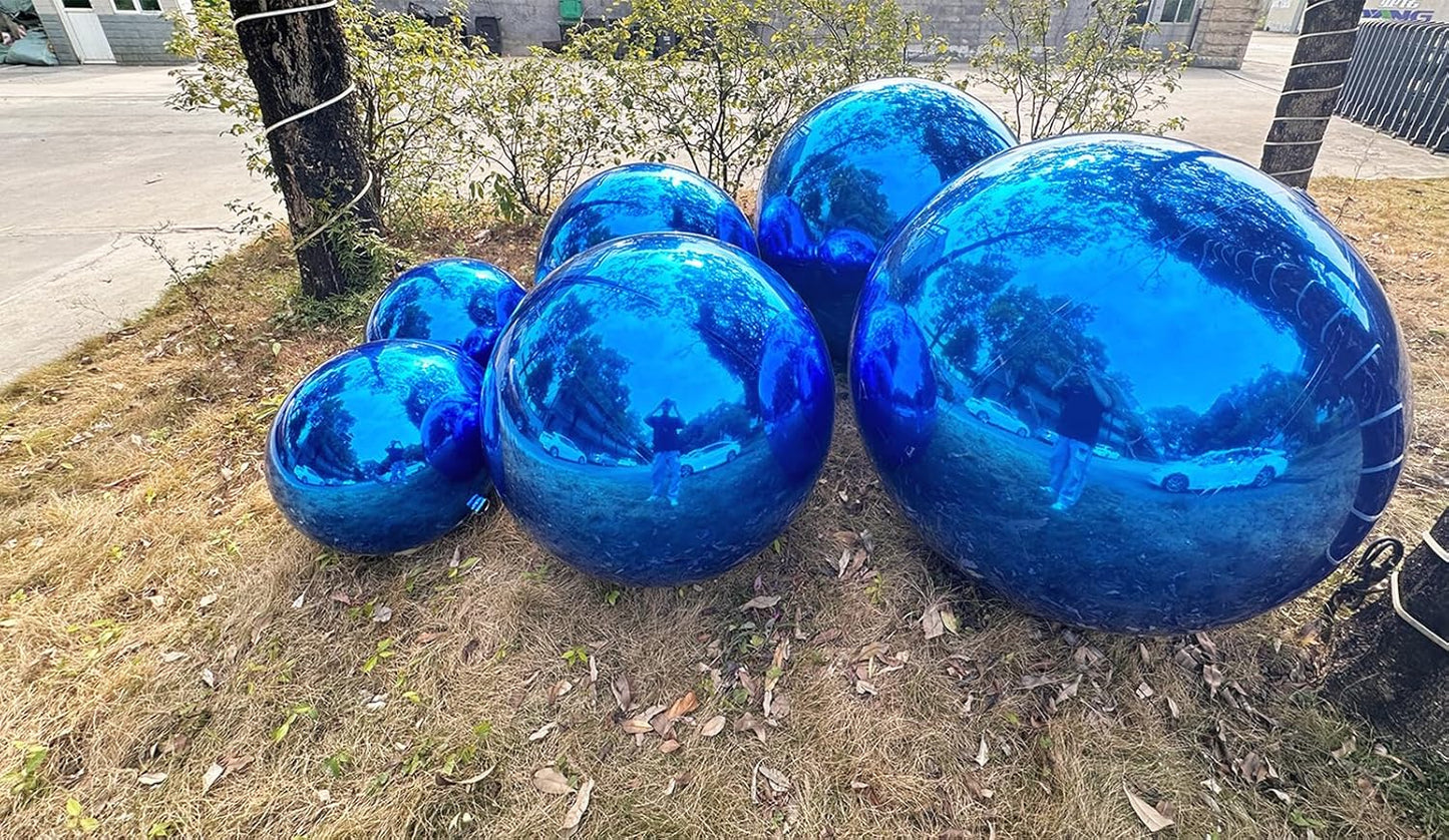Big Shiny Balls Giant Inflatable Mirror Balls for Events & Decor - Party, Advertising, Shows, Stage Decoration - Hanging & Standing-Various Sizes & Colors -1Pcs- Blue (1.0m/3.28ft)