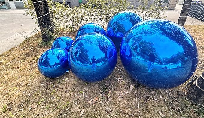 Generic Big Shiny Balls Giant Inflatable Mirror Balls for Events & Decor - Party, Advertising, Shows, Stage Decoration - Hanging & Standing-Various Sizes & Colors - Blue (1.8m/5.9ft)