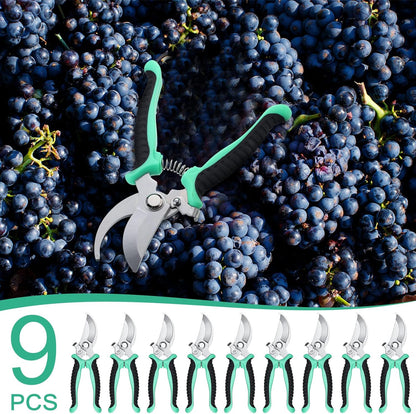 Lothee 9 Pcs Garden Shears Pruning Garden Clippers Bulk Bypass Pruner Heavy Duty for Gardening Hedge Plant Cutting Flower Scissors for Tree Trimming Bonsai Cutting Fruits Picking