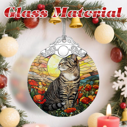 Stained Glass Ornament, Christmas Ornaments, Christmas Decorations for Tree, Holiday Ornament, Gifts for Cat Lovers, Holiday Party Gifts, Gift Ideas & Xmas Gift - Cat