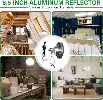 Simple Deluxe Clamp Lamp Light 150 Watt with 8.5 Inch Aluminum Reflector (no Bulb Included), 6 Feet Cord, 2 Pack, Black, New Version