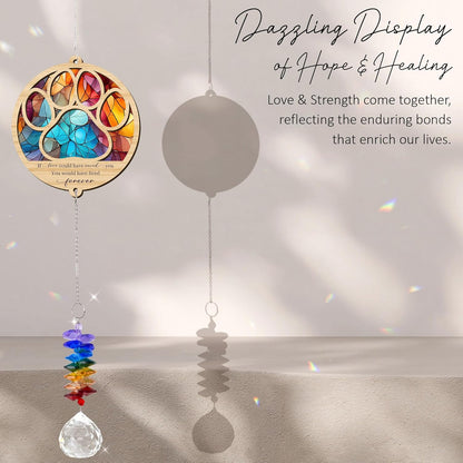 2 Layered Ornament Suncatcher Birthday Gifts for Dog Lover - Pet Memorial Suncatcher - Dogs Sympathy Hanging Ornament - Paw Ornament for Loss of Pet - Rainbow Maker