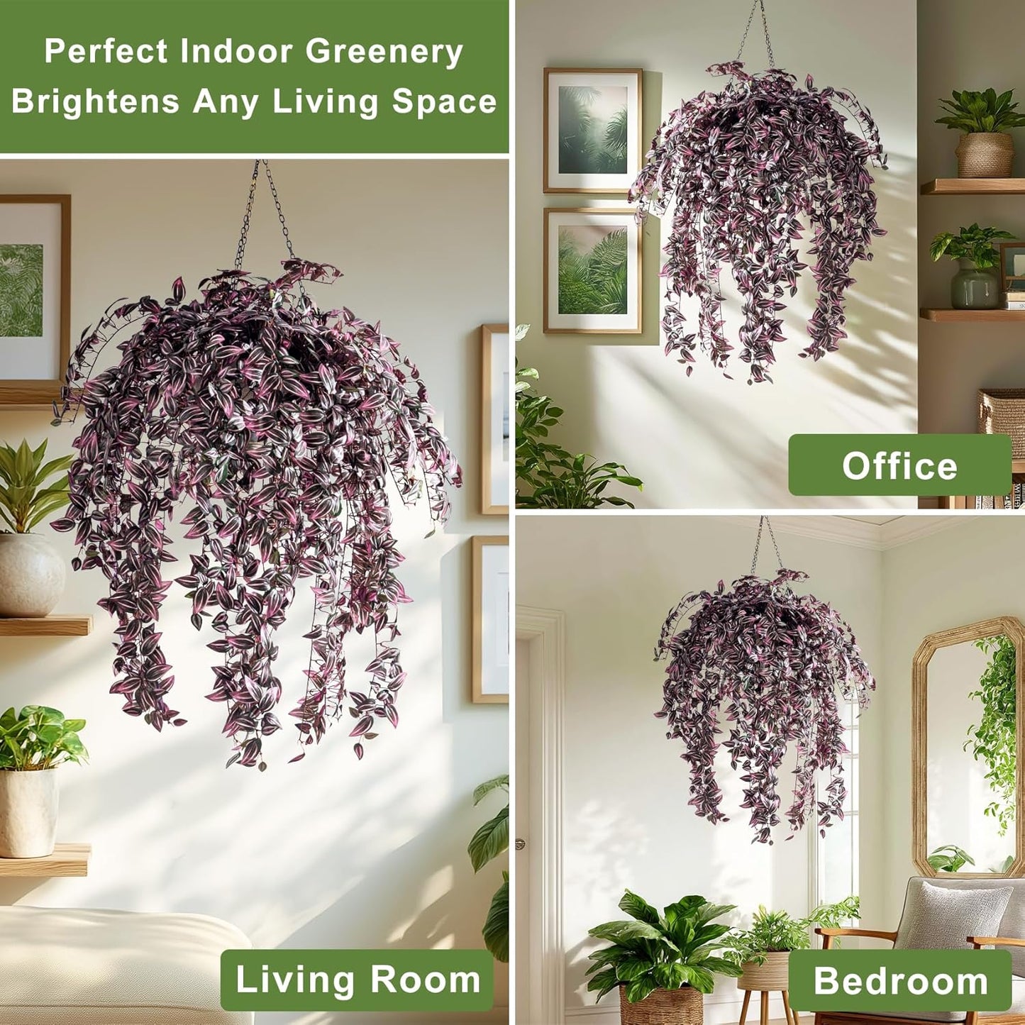4PCS Fake Plants Decor,Artificial Watermelon Vine for Home Decor Indoor,Fake Ivy Plants Realistic Faux Plants Indoor for Home Living Room Bedroom Office Decoration
