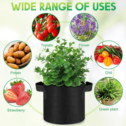 Nuanchu 50 Packs Grow Bags Small Aeration Fabric Pots Nonwoven Garden Bags Grow Pots Planter with 50 Pcs Plant Labels for Indoor Outdoor Plant Flower Planting Vegetable Growing (2 Gallon)