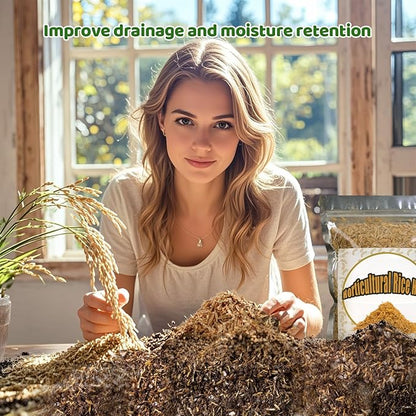 Rice Hulls for Gardening 4qt - Promote Root Development, Water Efficiency, and Disease Resistance