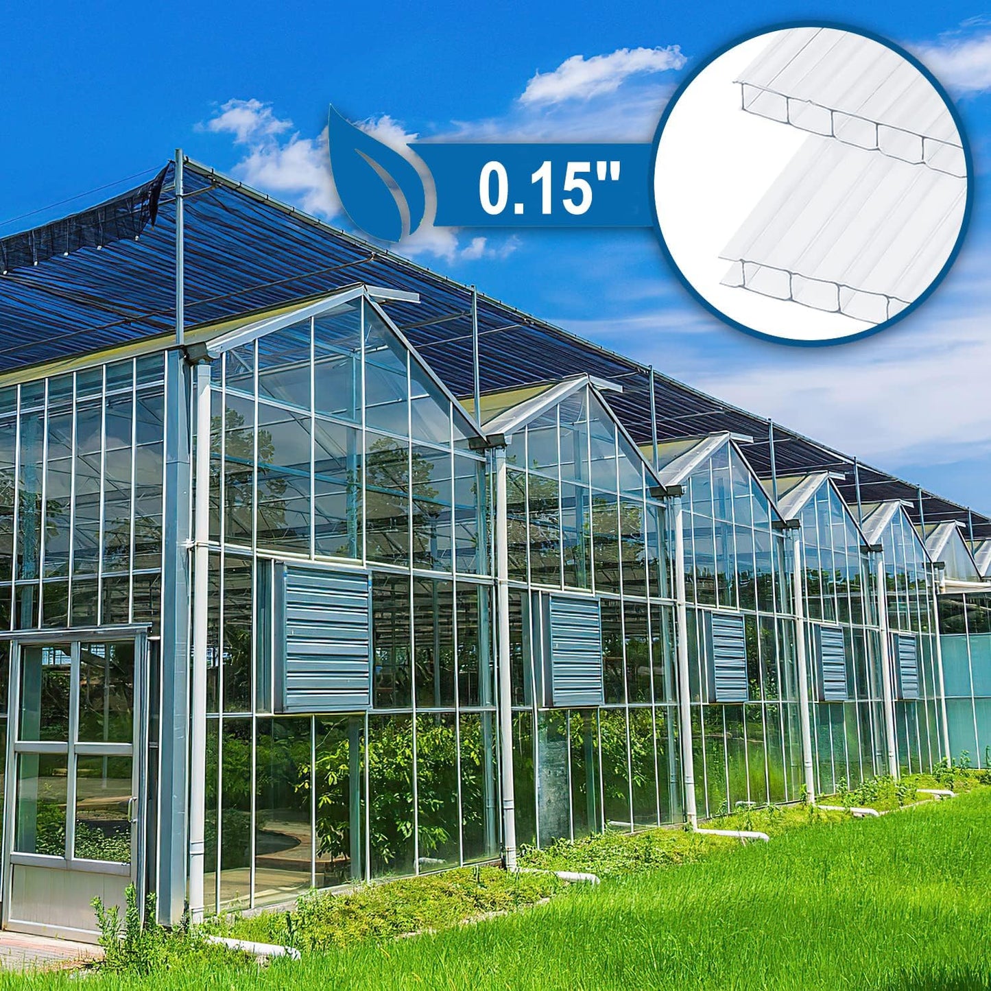 20 Pieces Set 4.4' (L) X 2' (W) Polycarbonate Greenhouse Panels, Twin-Wall Roof Panels Waterproof UV Protected Corrugated Plastic for Greenhouse, Plant Stand Roof