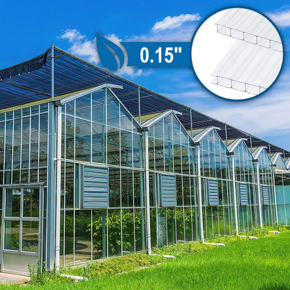 20 Pieces Set 4.4' (L) X 2' (W) Polycarbonate Greenhouse Panels, Twin-Wall Roof Panels Waterproof UV Protected Corrugated Plastic for Greenhouse, Plant Stand Roof