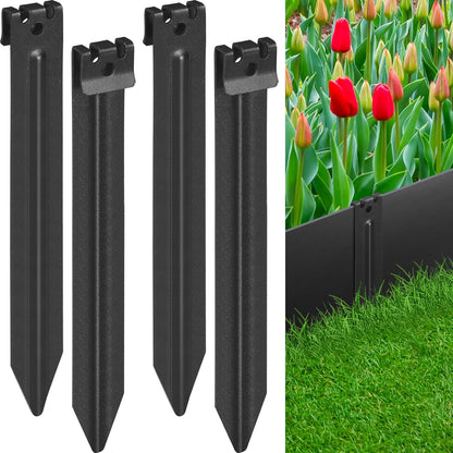 Landscape Edging Metal Stakes, 10 Inch Heavy Duty Garden Stakes, 2mm Thickened High Carbon Steel Landscaping Anchoring Spikes for Edging Coil, Outdoor Tent and Terrace Board (9 Pcs)